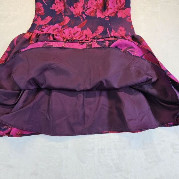 Aidan Mattox Sleeveless Floral‎ Jacquard Party Dress Pink/ Fuchsia Size 16 NWT - Picture 9 of 14